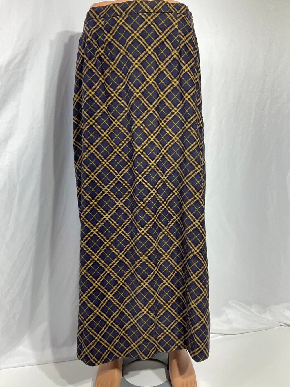 Harve Benard Sz 14 Purple & Yellow Plaid Maxi Skirt Womens Officer Prepppy
